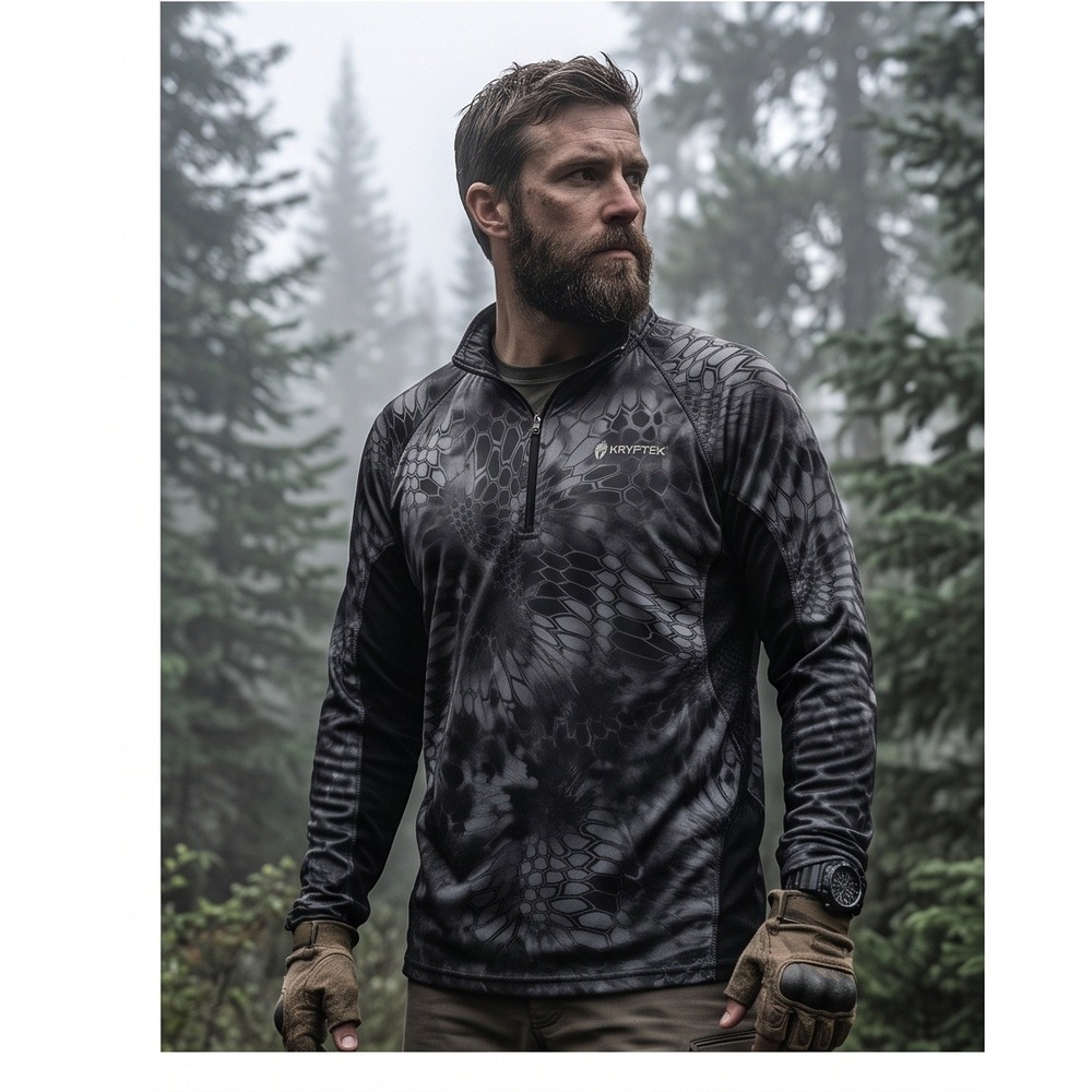 Kryptek Valhalla XL 1/4 Zip Mens Camo Long Sleeve Tactical Hunting Shirt